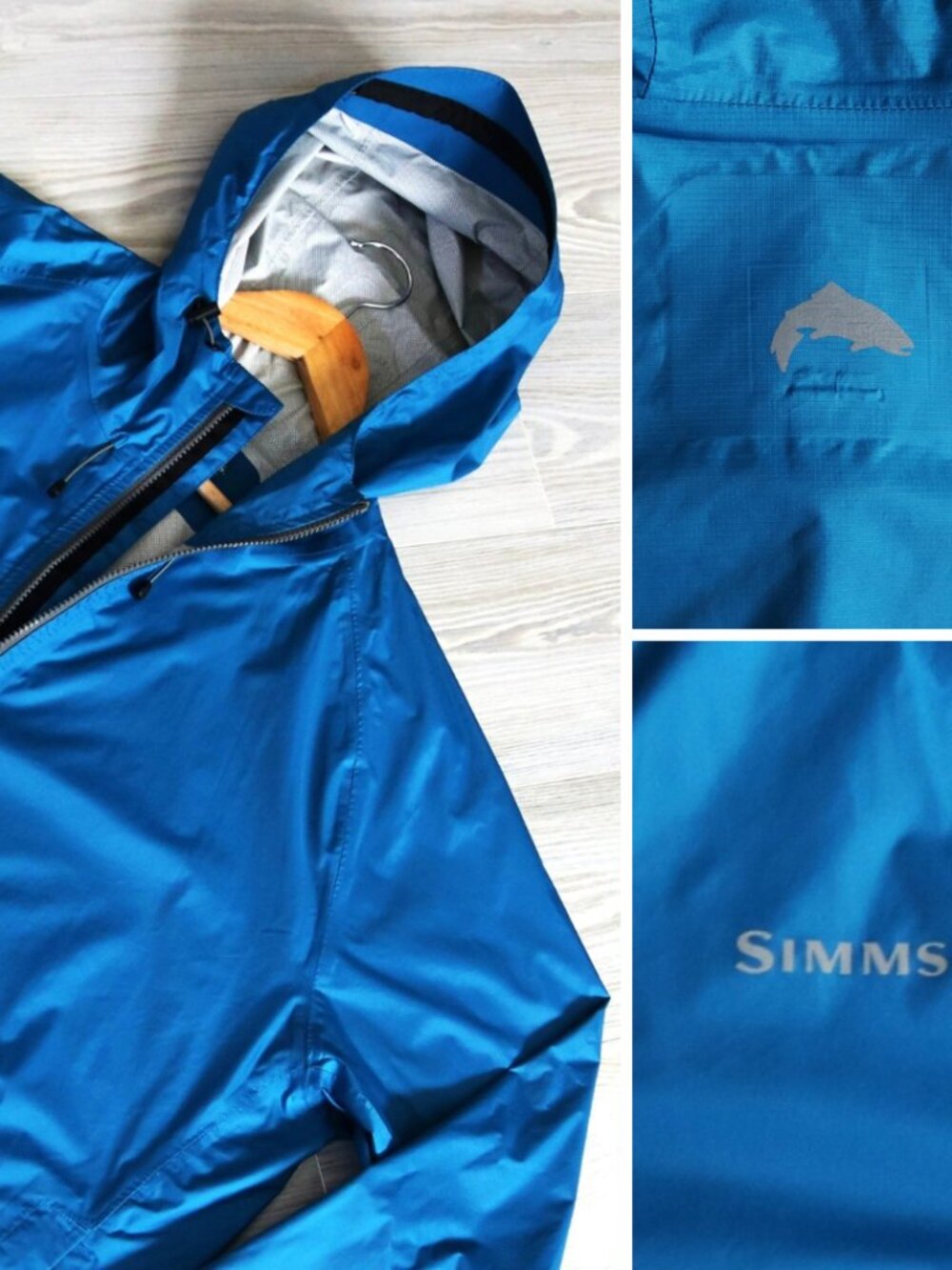 SIMMS Fishing Mens Blue Nylon Weatherproof Nylon Full Zip Raincoat Jacket Size L